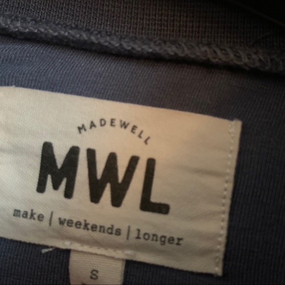 Madewell MWL Mockneck Drawstring Sweatshirt Blue - Picture 4 of 7